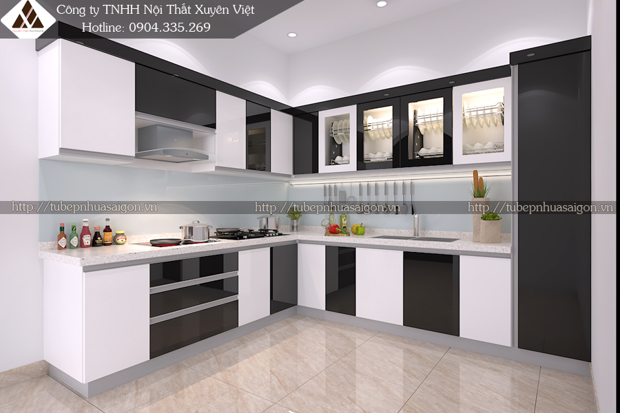 Thiết kế tủ bếp nhựa chị lan - Quảng Ninh