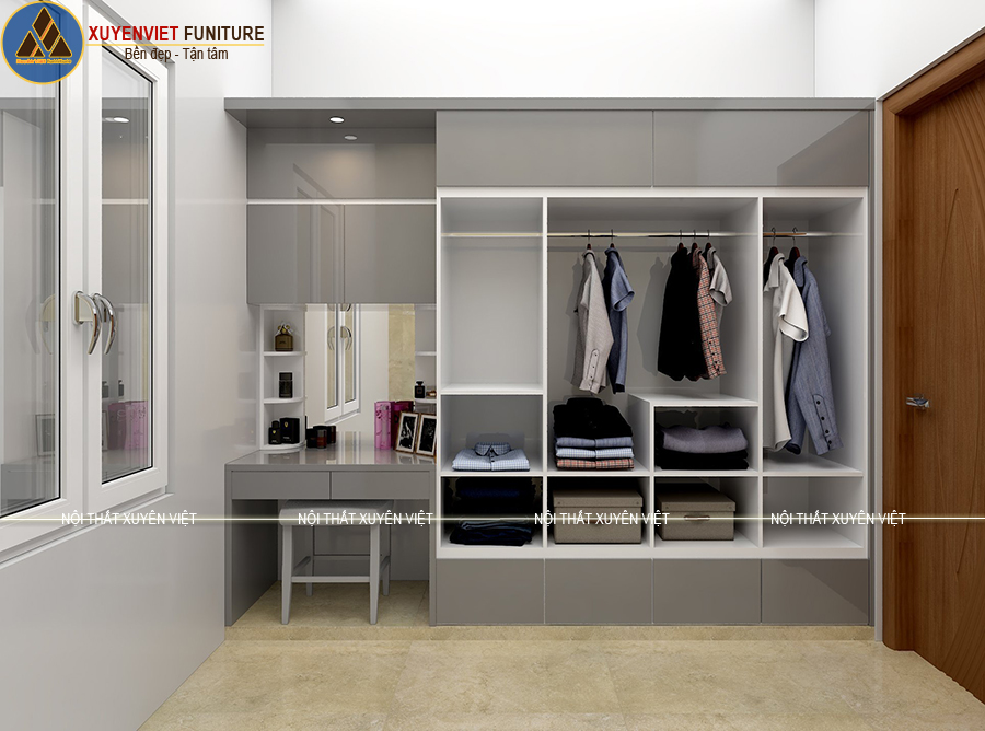 Combo tủ bếp cao cấp, tủ quần áo, tủ kệ ti vi hiện đại nhà chị Chi.