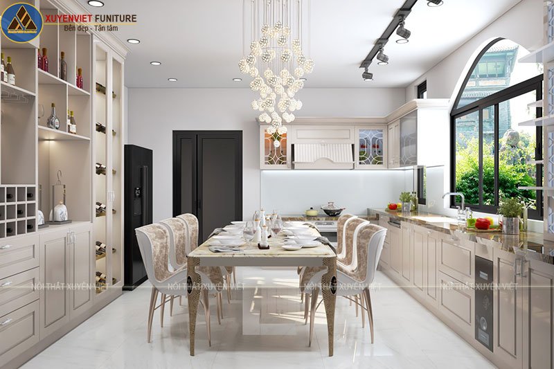 Combo tủ rượu & tủ bếp nhựa tân cổ điển nhà cô Thúy - Hải Phòng
