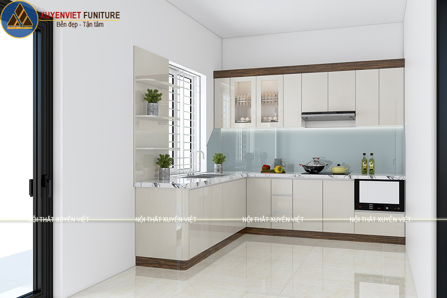 Thi công hệ tủ bếp Laminate hiện đại nhà anh Thắng – Vinhome Hải Phòng
