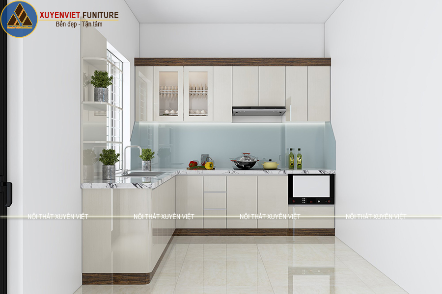 Thi công hệ tủ bếp Laminate hiện đại nhà anh Thắng – Vinhome Hải Phòng