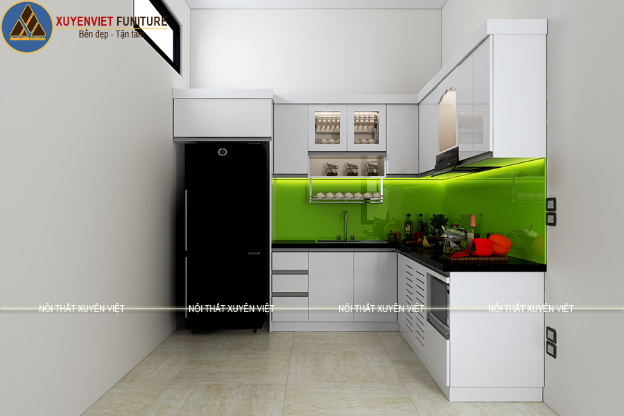 Tủ bếp nhựa đẹp hiện đại nhà anh Trí