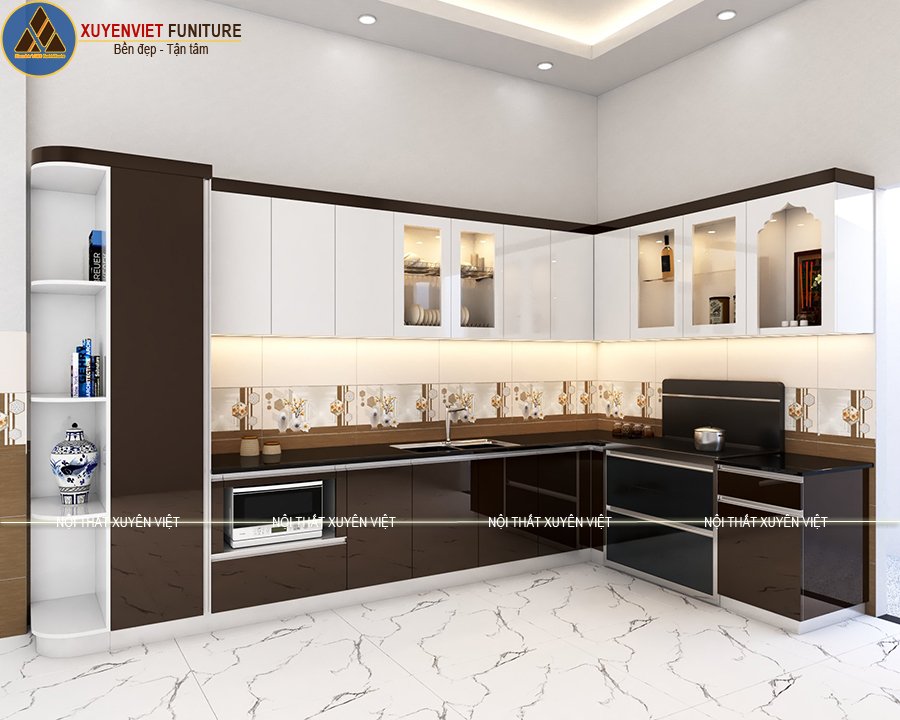 Tủ bếp cánh phẳng nhà chị Ngân - quận 8