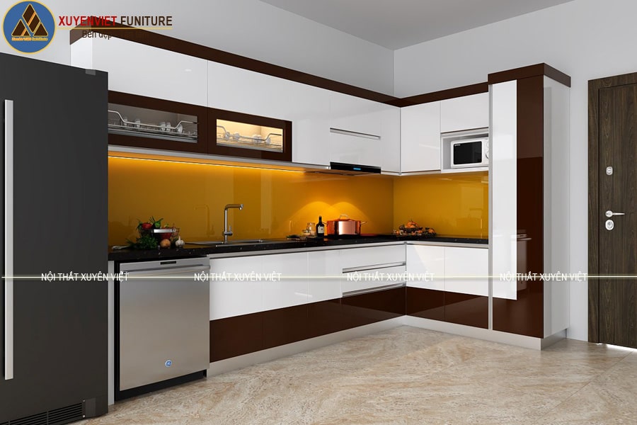 Tủ bếp chữ L hiện đại nhà chị Thu - Hải Phòng