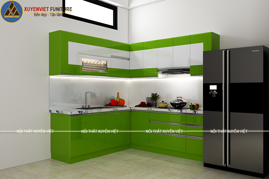 Tủ bếp hiện đại kiểu chữ L nhà cô Thủy - Hải Phòng