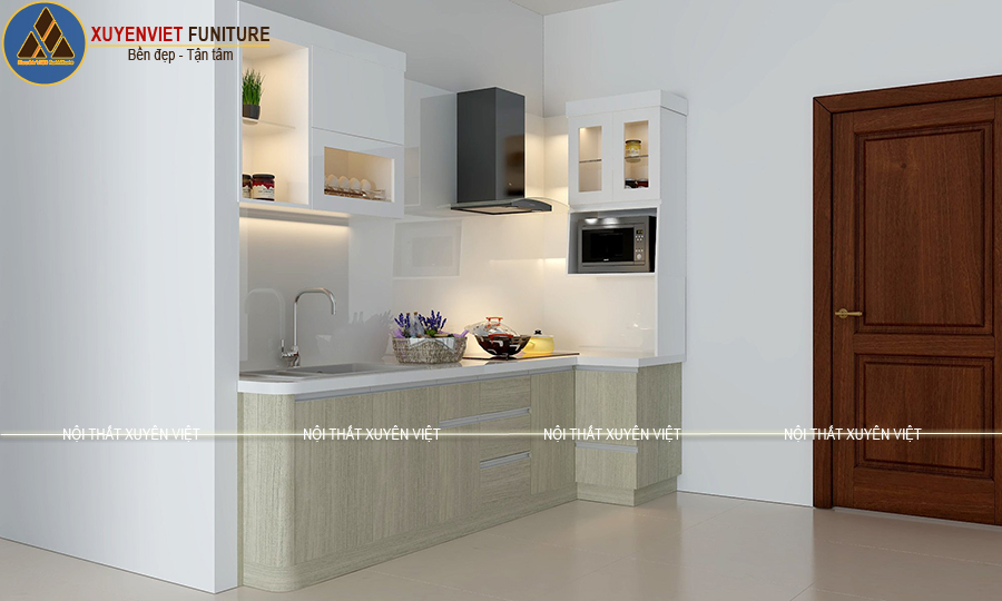 Tủ bếp hiện đại mang phong cách tối giản nhà chị Tuyết - quận 2