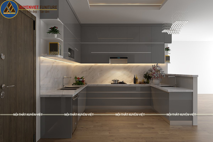 Tủ bếp hiện đại màu xám khói siêu đẹp được Xuyên Việt thi công cho nhà anh Đạt - Đồng Nai Tủ bếp hiện đại màu xám khói siêu đẹp được Xuyên Việt thi công cho nhà anh Đạt - Đồng Nai