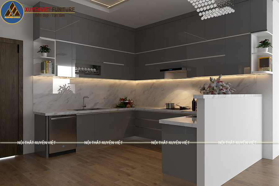 Góc nhìn khác của bộ tủ bếp nhựa phủ laminate nhà anh Đạt - Đồng Nai Góc nhìn khác của bộ tủ bếp nhựa phủ laminate nhà anh Đạt - Đồng Nai