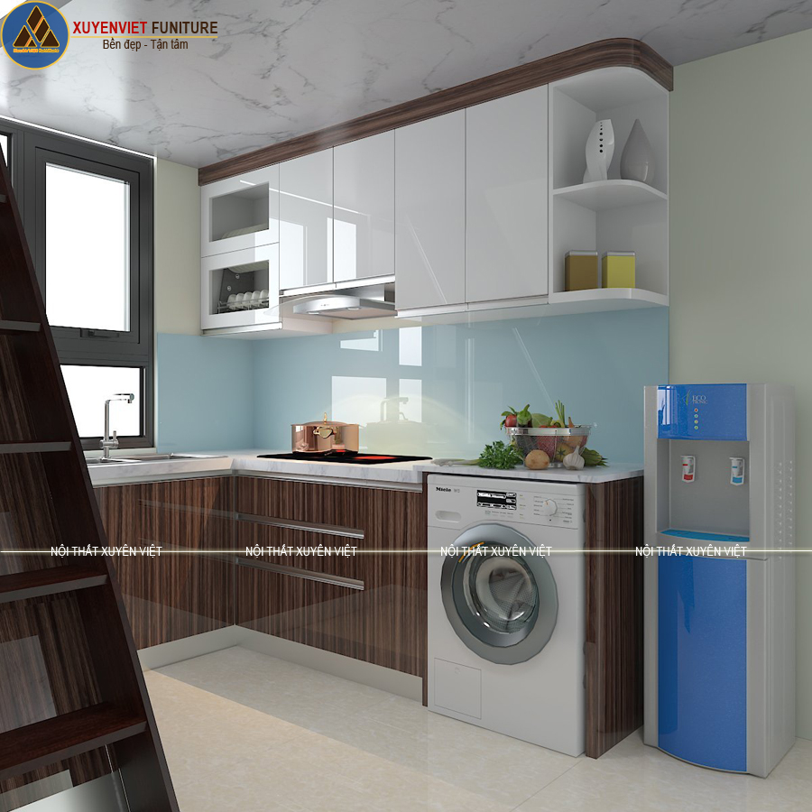 Tủ bếp nhựa PVC thay thế tủ bếp ngấm nước nhà anh Dũng - Hà Nội