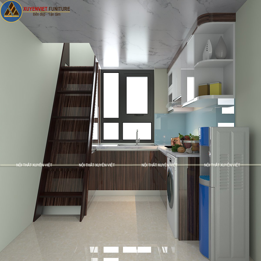 Tủ bếp nhựa PVC thay thế tủ bếp ngấm nước nhà anh Dũng - Hà Nội