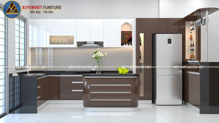 Tủ bếp nhựa cánh phẳng nhà chị Thủy- Tiền giang