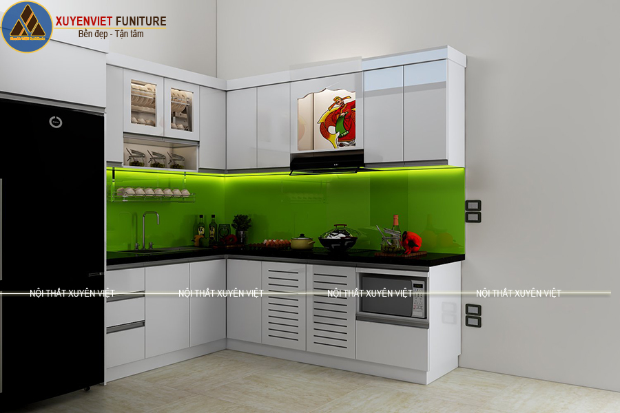 Tủ bếp nhựa thay thế bộ tủ bếp gỗ bị mối nhà anh Trí