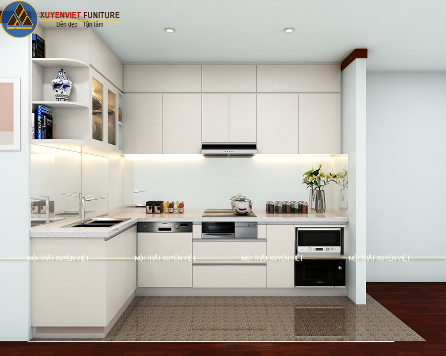 Tủ bếp nhựa cánh phẳng thay thế tủ gỗ nhà anh Đô - Quận 7