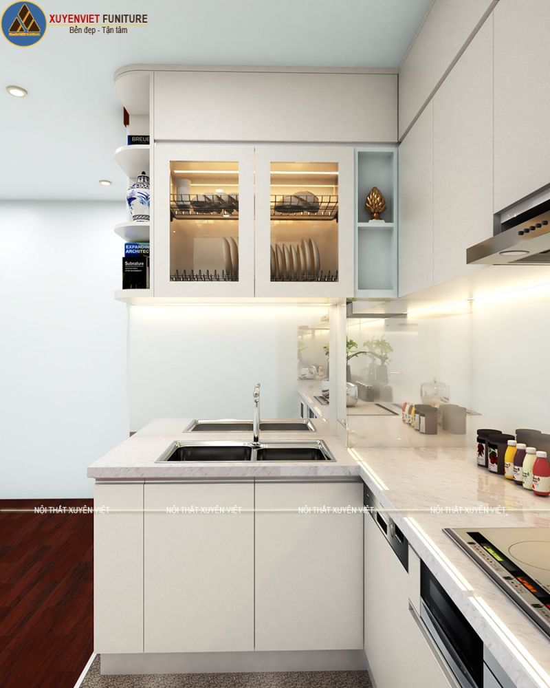 Tủ bếp nhựa đẹp hiện đại nhà anh Đô, chị Hương - quận 7