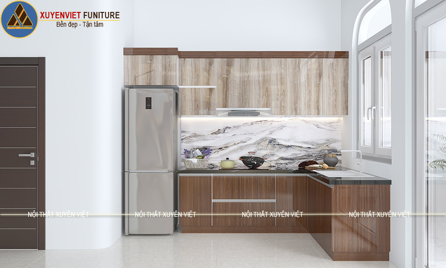 Tủ bếp nhựa giả gỗ siêu chịu nước nhà anh Khoa - Thủ Đức