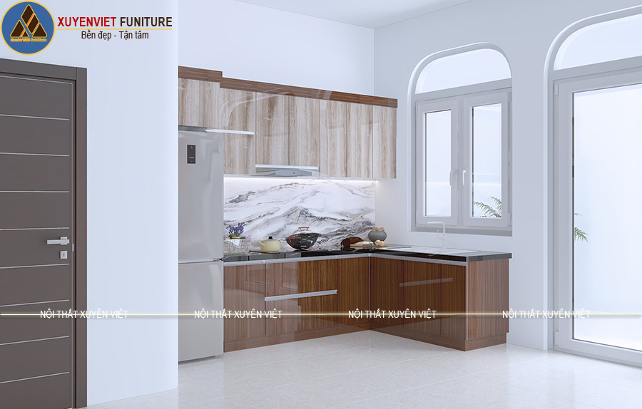 Tủ bếp nhựa giả gỗ siêu chịu nước nhà anh Khoa - Thủ Đức