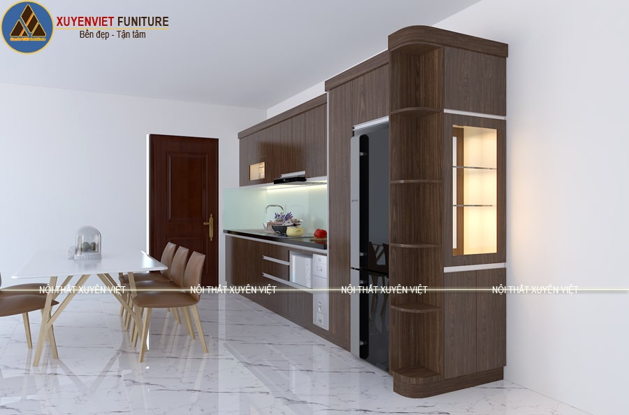 Tủ bếp nhựa vân gỗ không mối mọt nhà chú Kiên - Hải Phòng.