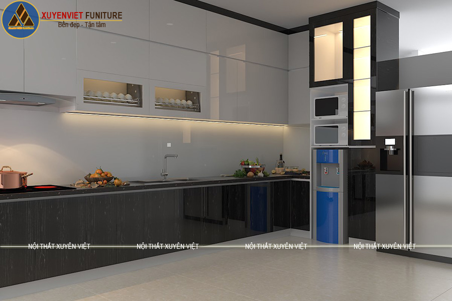 Tủ bếp nhựa cánh phẳng chống mối mọt nhà chị Trang- Phú Quốc