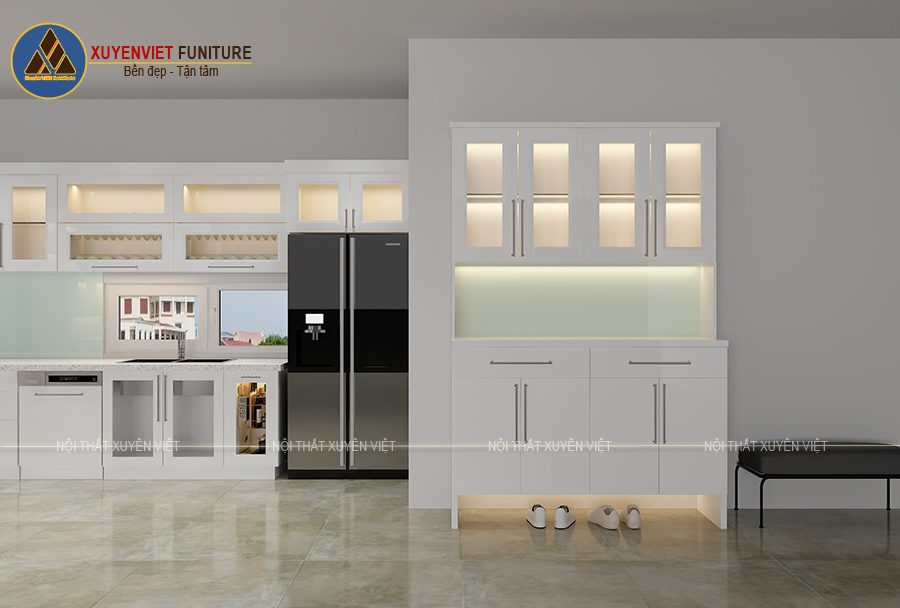 Hình ảnh tủ đựng giày sang trọng được làm bằng nhựa PVC nhà anh Huy