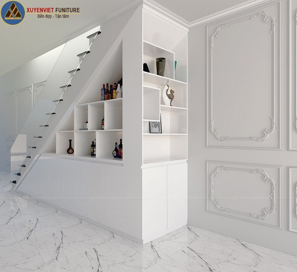 Tủ gầm cầu thang trang trí bằng nhựa pvc đặc