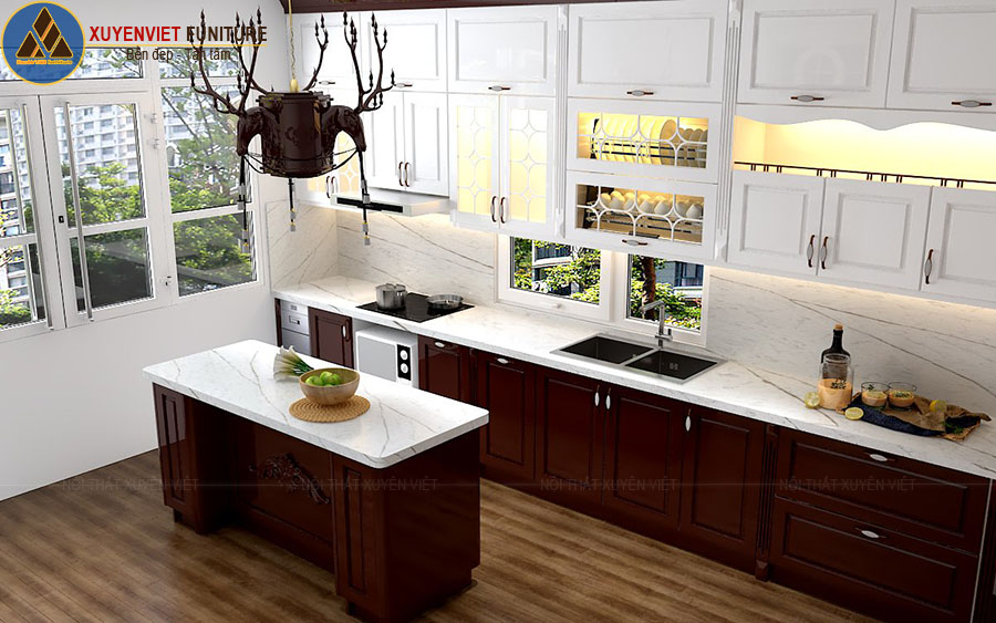 Tủ bếp bằng nhựa siêu bền đẹp nhà thầy Mạnh - Bắc Giang