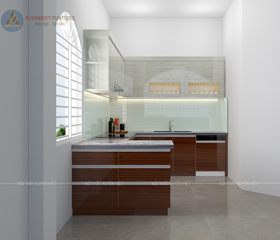 Hình ảnh phương án thiết kế tủ bếp nhựa nhà anh Hoàng Hợp