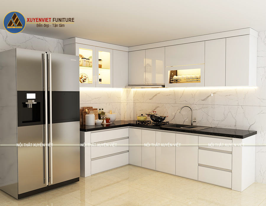 Hình ảnh hệ tủ bếp bằng nhựa cao cấp nhà anh Du - Bình Thạnh