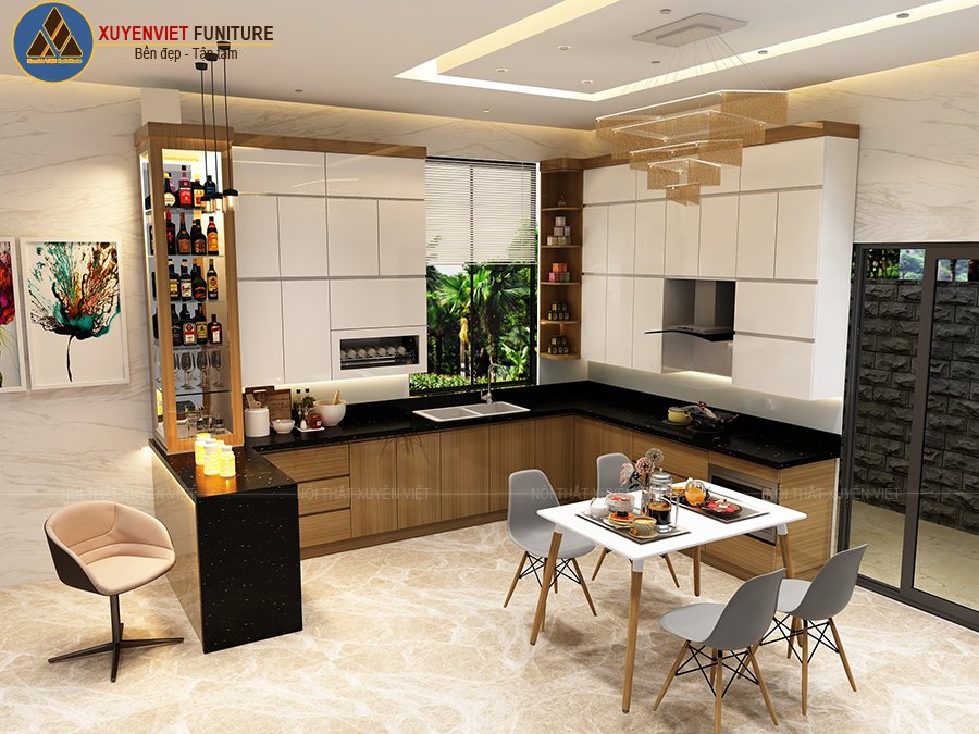 Phương án tủ bếp nhựa vân giả gỗ nhà anh Sơn – Đồng Tháp