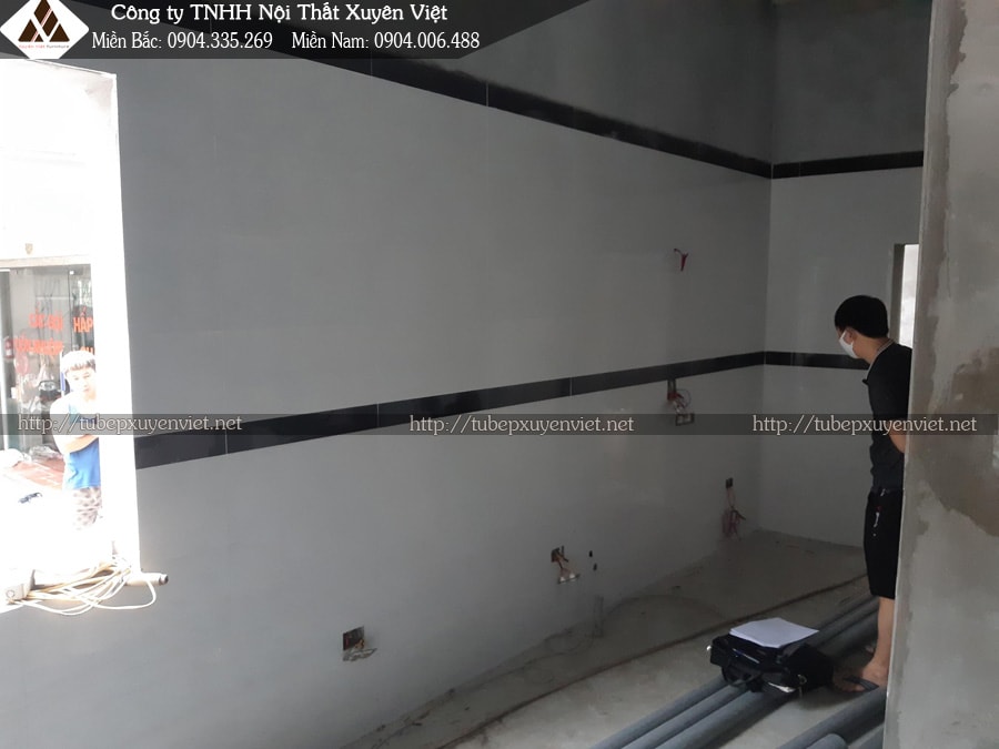 Tủ bếp nhựa tân cổ điển tông màu trắng sang trọng 2