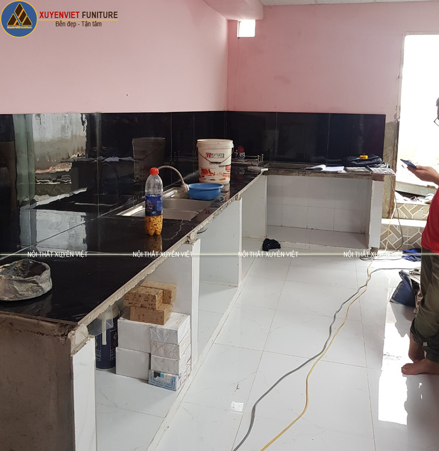 Hiện trạng hệ tủ bếp khi khảo sát trước khi lên bảng vẽ