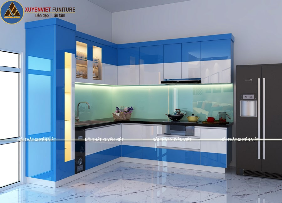 Mẫu tủ bếp đẹp hiện đại thay tủ gỗ nhà cô Hòa - Xuân Đỉnh