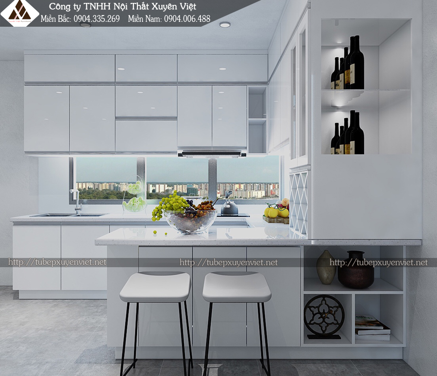 Tủ bếp nhựa Acrylic Xuyên Việt quận Gò Vấp - chị Thuỷ - mặt thẳng đứng