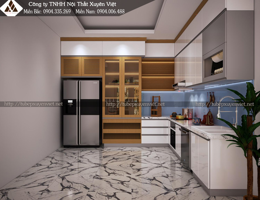 Mẫu tủ laminate kết hợp tủ sơn nhựa PVC gia đình Anh Minh Chợ Con - Hải Phòng