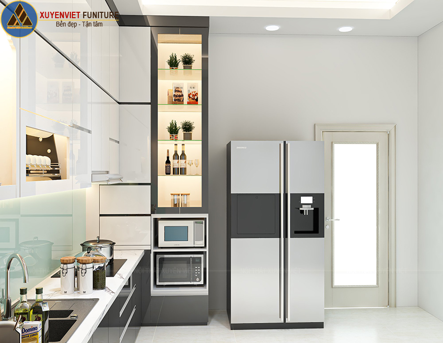 Tủ bếp kịch trần tiết kiệm không gian nhà anh Huy - Gò Vấp