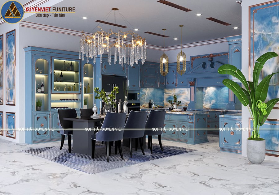 Mẫu tủ bếp US660-350-280 tinh tế, sang trọng