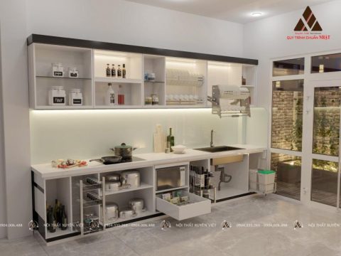 Tủ Bếp Chữ I Đen Trắng - IS-3800