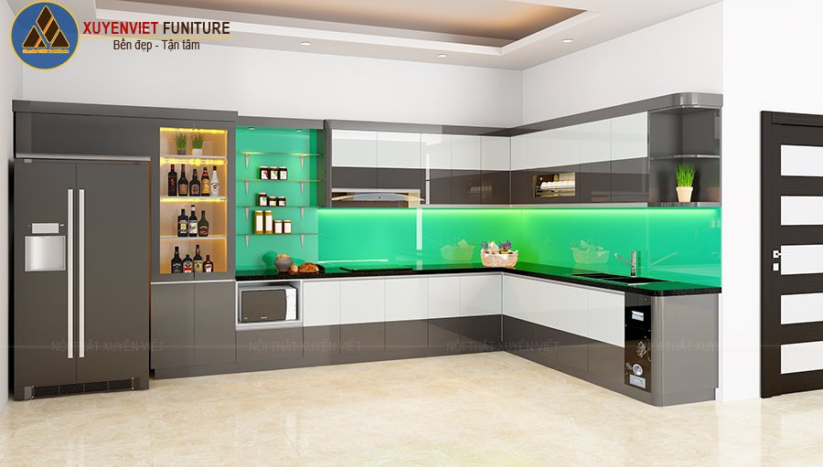 Thi công tủ bếp bằng nhựa pvc bền đẹp nhà chú Hùng- Hải Phòng