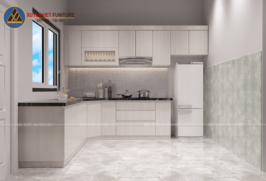 Hình ảnh tủ bếp nhựa phủ laminate cao cấp nhà anh Sang - Thủ Đức