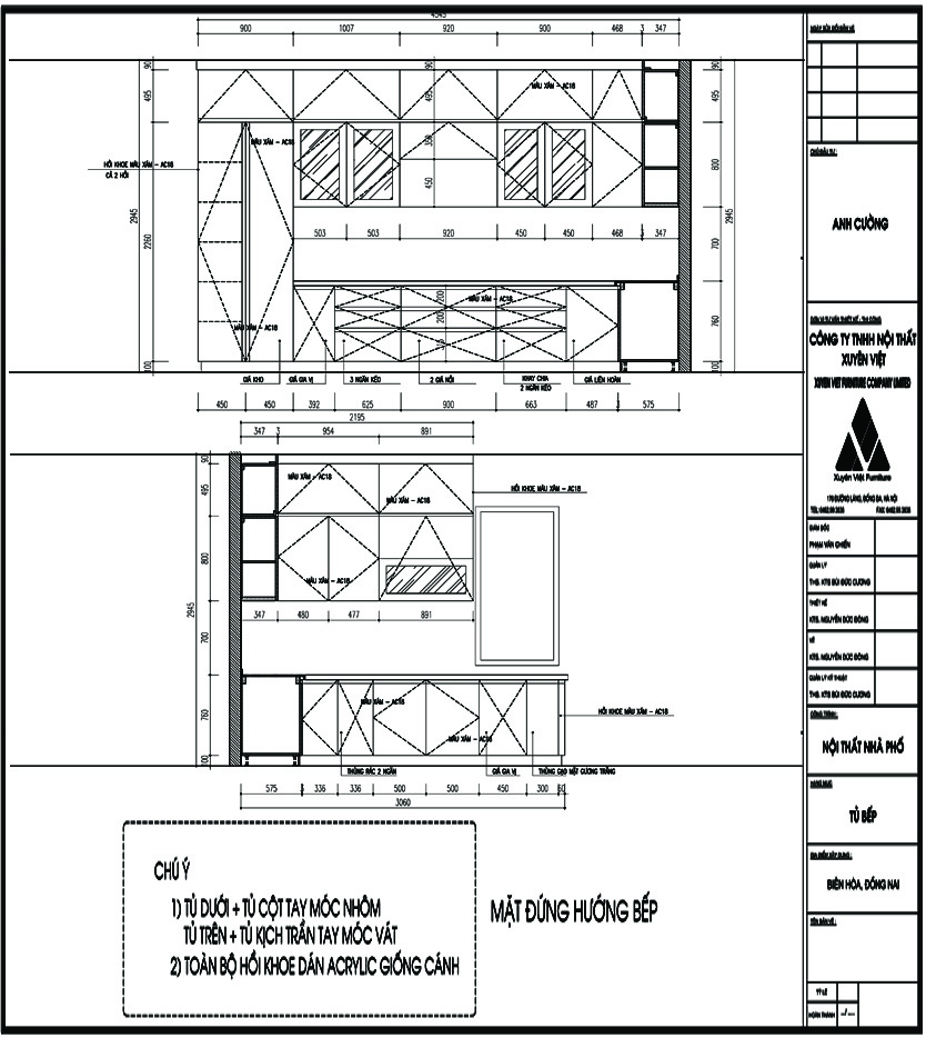 Thiết kế tủ bếp anh Cường