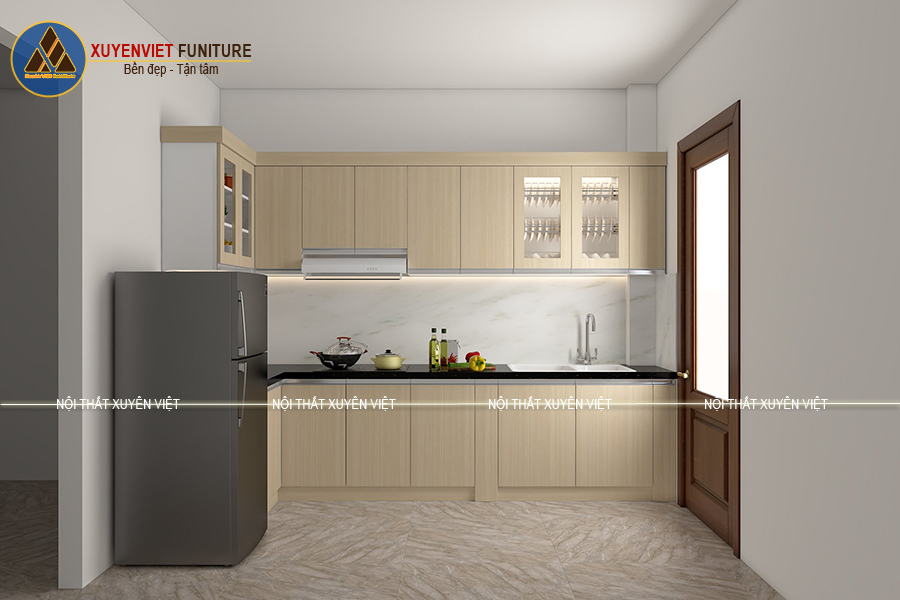Bộ tủ bếp với thiết kế độc đáo của nhà chị Loan