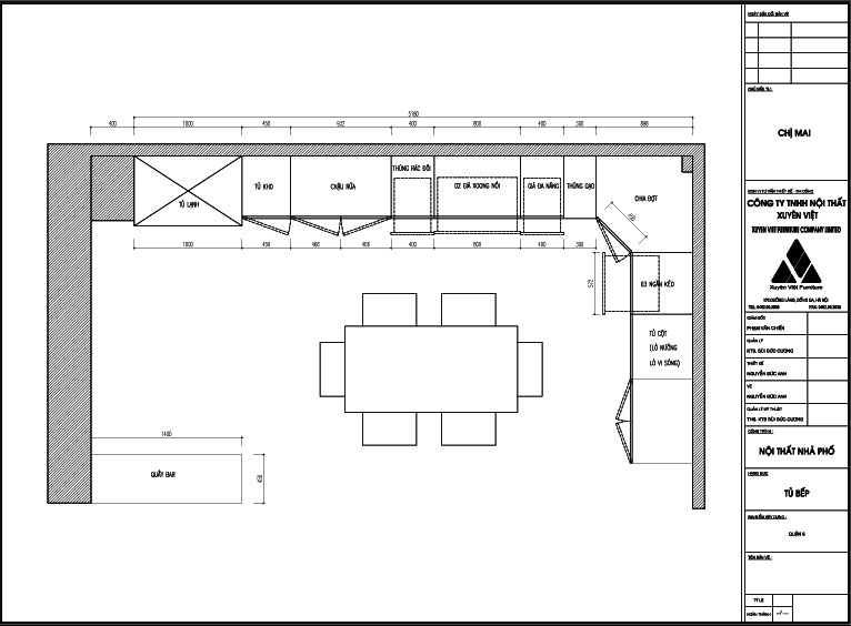 Thiết kế tủ bếp đẹp chị Mai
