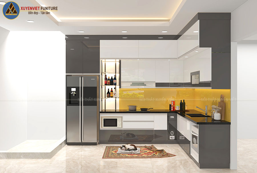 Hình ảnh tủ bếp nhựa kịch trần hiện đại nhà chú Sơn - Hải Phòng