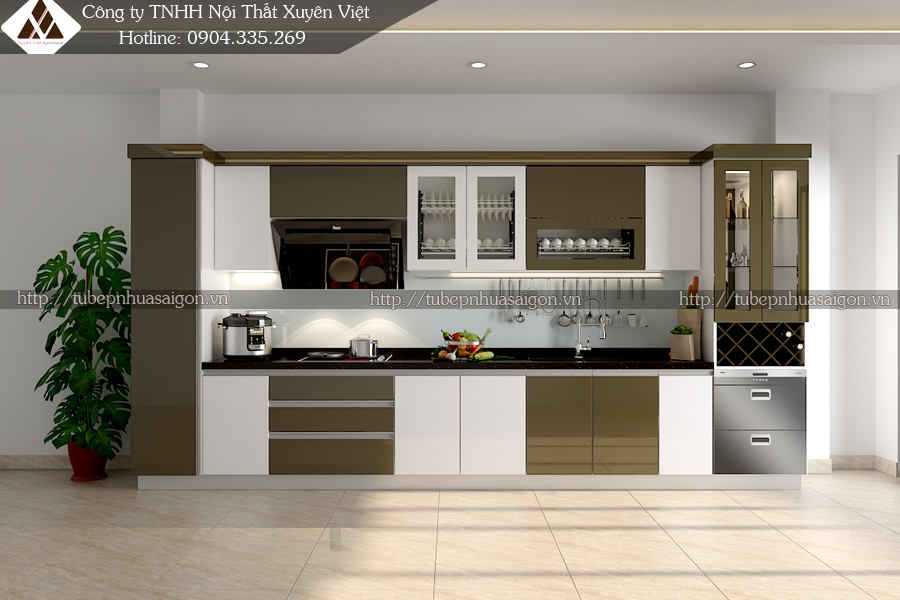Thiết kế chi tiết tủ bếp nhựa acrylic nhà anh Duân