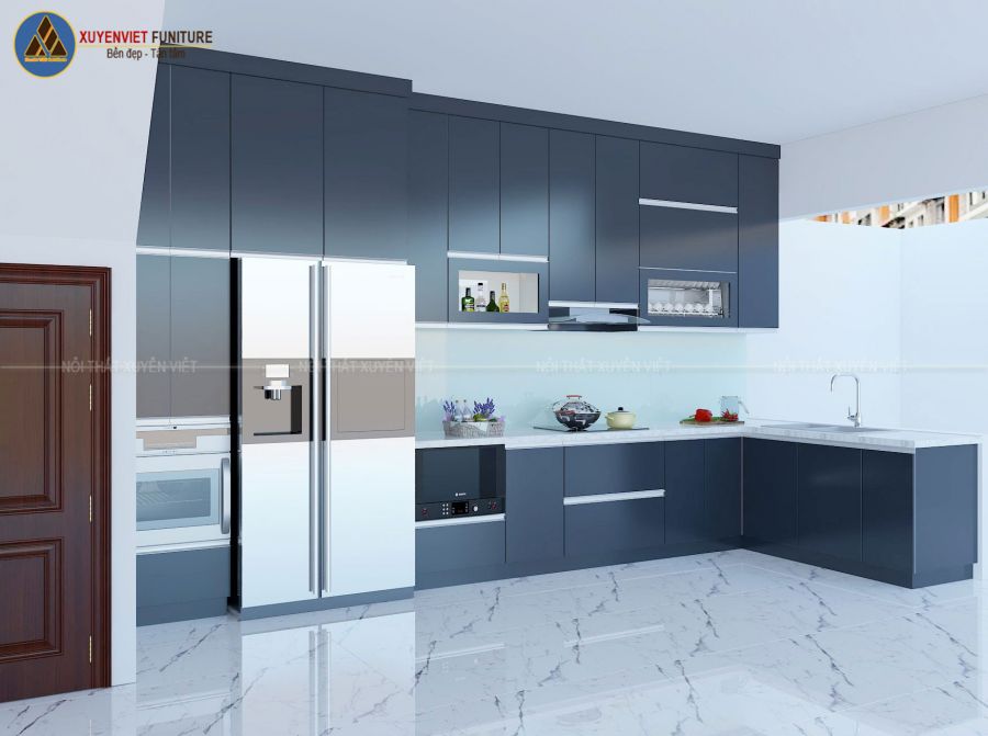 Thiết kế tủ bếp nhựa kịch trần hiện đại nhà chú Kế - Hải Phòng