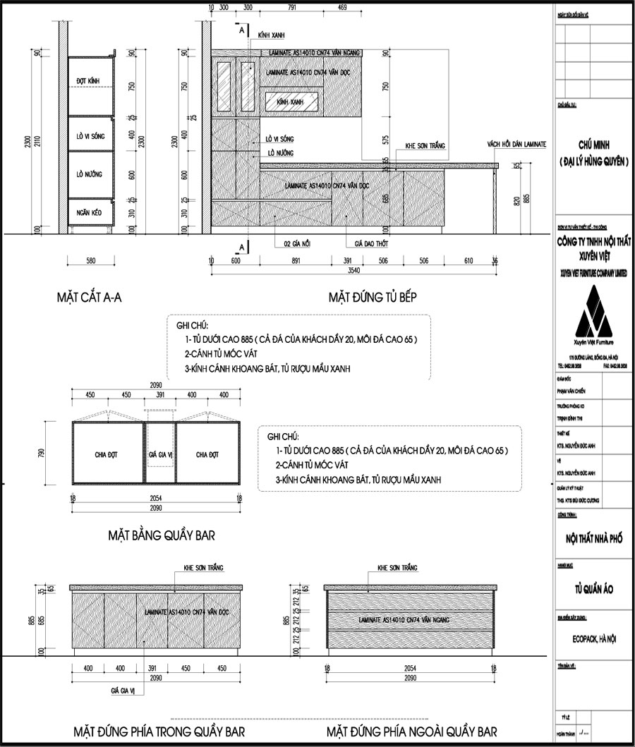 Thiết kế tủ bếp nhựa laminate nhà chú Minh