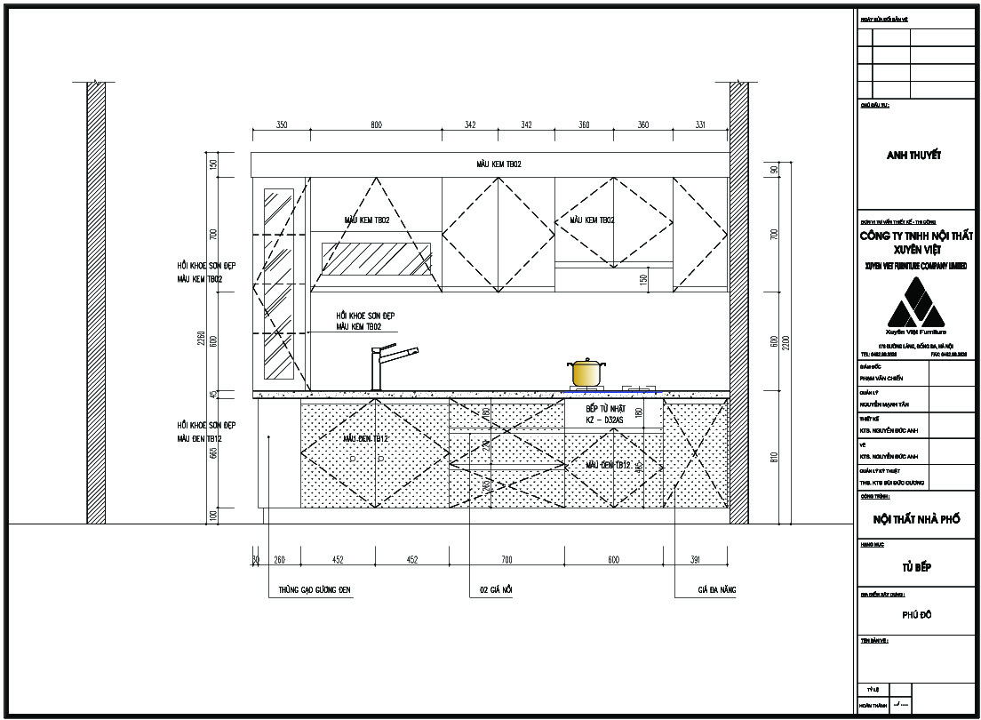 Thiết kế tủ bếp nhà anh Thuyết- Hà Nội