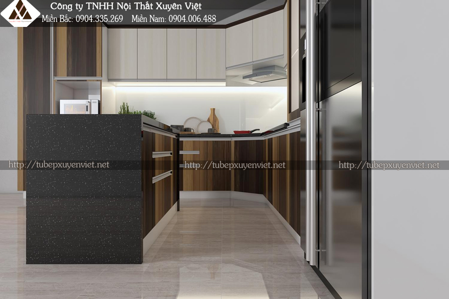 Tủ bếp laminate hiện đại nhựa PVC Xuyên Việt chị Tâm Đồng Nai