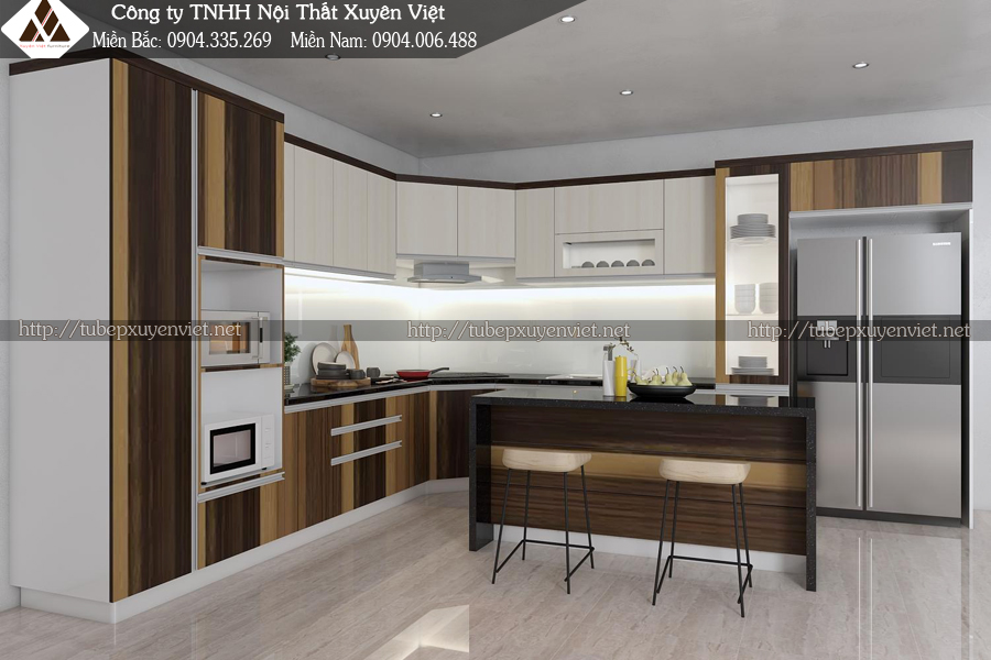 Tủ bếp laminate hiện đại nhựa PVC Xuyên Việt chị Tâm Đồng Nai hiện trạng