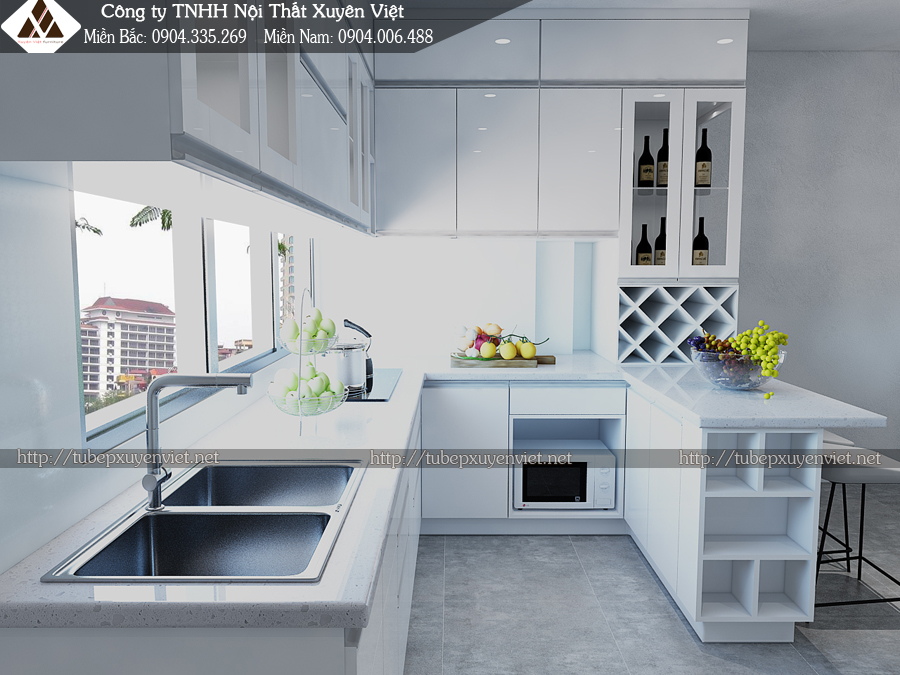 Tủ bếp nhựa Acrylic Xuyên Việt quận Gò Vấp - chị Thuỷ - mặt bếp