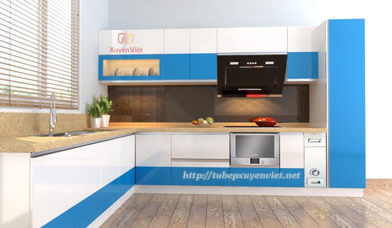 Tủ bếp đẹp chữ L không mối mọt nhà cô Chiêu Tằng- Thường Tín, Hà Nội
